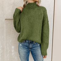 Elegantes Damen Rollkragen-Sweatshirt – warmer, zeitloser Pullover für jeden Anlass – Grün