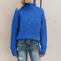 Elegantes Damen Rollkragen-Sweatshirt – warmer, zeitloser Pullover für jeden Anlass – Blau