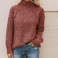 Elegantes Damen Rollkragen-Sweatshirt – warmer, zeitloser Pullover für jeden Anlass – Rot