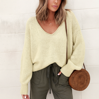 Edler Damenpullover aus Merinowolle – warmer Pullover für Büro und Freizeit, zeitloses Design – Beige