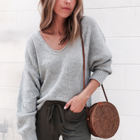 Edler Damenpullover aus Merinowolle – warmer Pullover für Büro und Freizeit, zeitloses Design – Grau