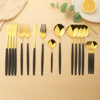 Edric | 24-teiliges Edelstahl-Servierset – Gold-Schwarz