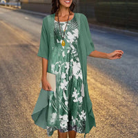 Milly - Blumen-Cardigan-Kleid – Grün