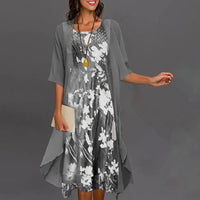 Milly - Blumen-Cardigan-Kleid – Silber
