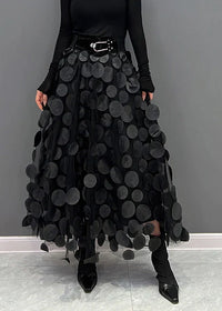 Silviya | Damen Eleganter Stilvoll Rock | Lang – Schwarz