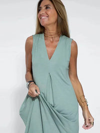Calla - Locker sitzendes langes Maxikleid – Grün