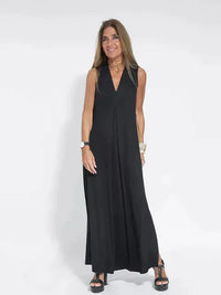 Calla - Locker sitzendes langes Maxikleid – Schwarz
