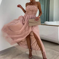 Vivory - Elegantes rückenfreies Partykleid – Rosa