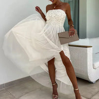Vivory - Elegantes rückenfreies Partykleid – Weiß