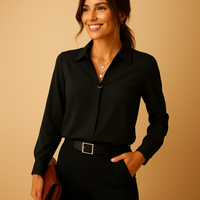 Damen-Bluse mit schlichtem Design | Alltagstauglich – Schwarz