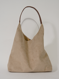 Elegante Damen-Ledertasche, vielseitiges Wildleder – Beige