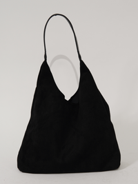 Elegante Damen-Ledertasche, vielseitiges Wildleder – Schwarz