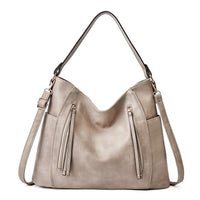 Elegante Damen-Schultertasche, geräumig, aus PU – Beige