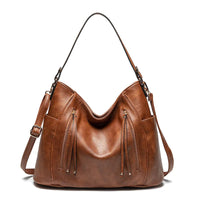 Elegante Damen-Schultertasche, geräumig, aus PU – Braun