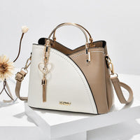 Elegante Damen-Schultertasche aus stilvollem Leder – Weiß / Braun