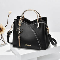 Elegante Damen-Schultertasche aus stilvollem Leder – Schwarz