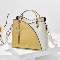 Elegante Damen-Schultertasche aus stilvollem Leder – Gelb / Weiß