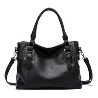 Elegante Damen-Schultertasche aus strapazierfähigem Echtleder – Schwarz