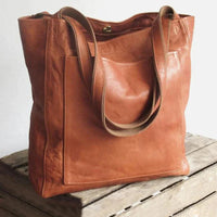 Elegante Damenhandtasche aus funktionalem, weichem Leder – Braun