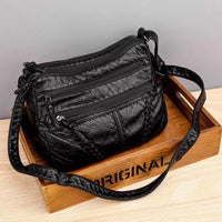 Elegante Damenhandtasche aus funktionalem, weichem Material – Schwarz