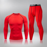 Boger Trainingsset | Sommer Fitness-Kompression Set für Herren – Langarm-Rot