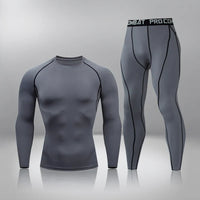 Boger Trainingsset | Sommer Fitness-Kompression Set für Herren – Langarm-Grau