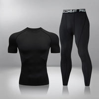 Boger Trainingsset | Sommer Fitness-Kompression Set für Herren – Schwarz