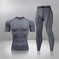 Boger Trainingsset | Sommer Fitness-Kompression Set für Herren – Grau
