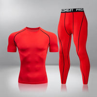Boger Trainingsset | Sommer Fitness-Kompression Set für Herren – Rot