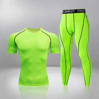 Boger Trainingsset | Sommer Fitness-Kompression Set für Herren – Grün