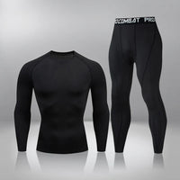 Boger Trainingsset | Sommer Fitness-Kompression Set für Herren – Langarm-Schwarz