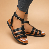 Elegante Gladiatorensandalen Damen – Modische Sommerschuhe mit Riemen für den perfekten Sommerlook – Schwarz