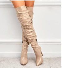 Sabrina | Elegante Overknee Stiefel aus Leder – Aprikose