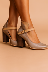Elegante Pumps Mit Hohem Absatz Und Riemchen Für Damen - Stilvoller Komfort Für Den Alltag Und Besondere Anlässe – Grau
