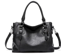 Elegante Vintage-Handtasche für Damen, weiches Material, großes Fassungsvermögen – Schwarz