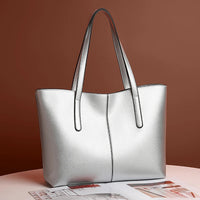Elegante, geräumige Damen-Tragetasche aus umweltfreundlichem Material – Silber