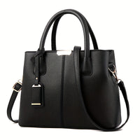 Elegante, geräumige Damenhandtasche aus vielseitigem PU-Leder – Schwarz