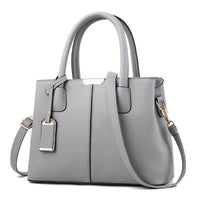 Elegante, geräumige Damenhandtasche aus vielseitigem PU-Leder – Grau
