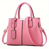 Elegante, geräumige Damenhandtasche aus vielseitigem PU-Leder – Rosa