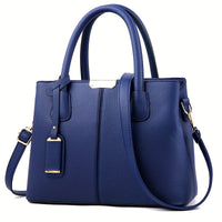 Elegante, geräumige Damenhandtasche aus vielseitigem PU-Leder – Tiefblau