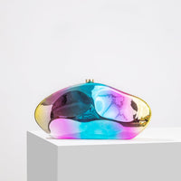 Elegante, strukturierte Damen-Clutch in Goldoptik – Luxus – Regenbogen