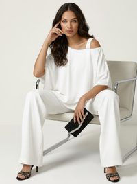 Elegantes Chiffon-Damen-Set - Elena – Weiß