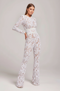 Eleganter Spitzen-Damen-Jumpsuit – Naomi – Weiß