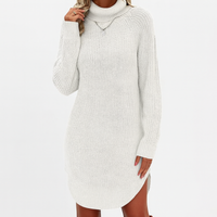 Elegantes Strickkleid Damen Lang – Warm und Vielseitig für Winter und Besondere Anlässe – Weiß