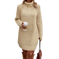 Elegantes Strickkleid Damen Lang – Warm und Vielseitig für Winter und Besondere Anlässe – Khaki