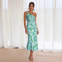 Maxikleid für Damen – Luftiges, langes Sommerkleid mit Blumenmuster – Blau