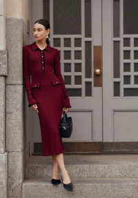 Elegantes Midikleid mit Knopfdetails für Frauen – Zeitloses Design für formelle Anlässe – 3