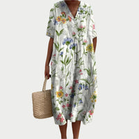 Sommerkleid für Damen – Elegantes Musselinkleid mit Blumenmuster – Weiß