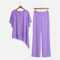 Dörte | Damen Elegantes Set Drapierte Palazzo-Hose Oberteil – Palazzo Set Elegant – Lila
