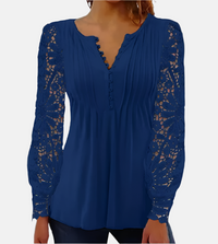 Tunika für Damen - Elegantes Spitzenbluse für Sommer – Marine